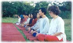 [Photo: TICD members meditating]